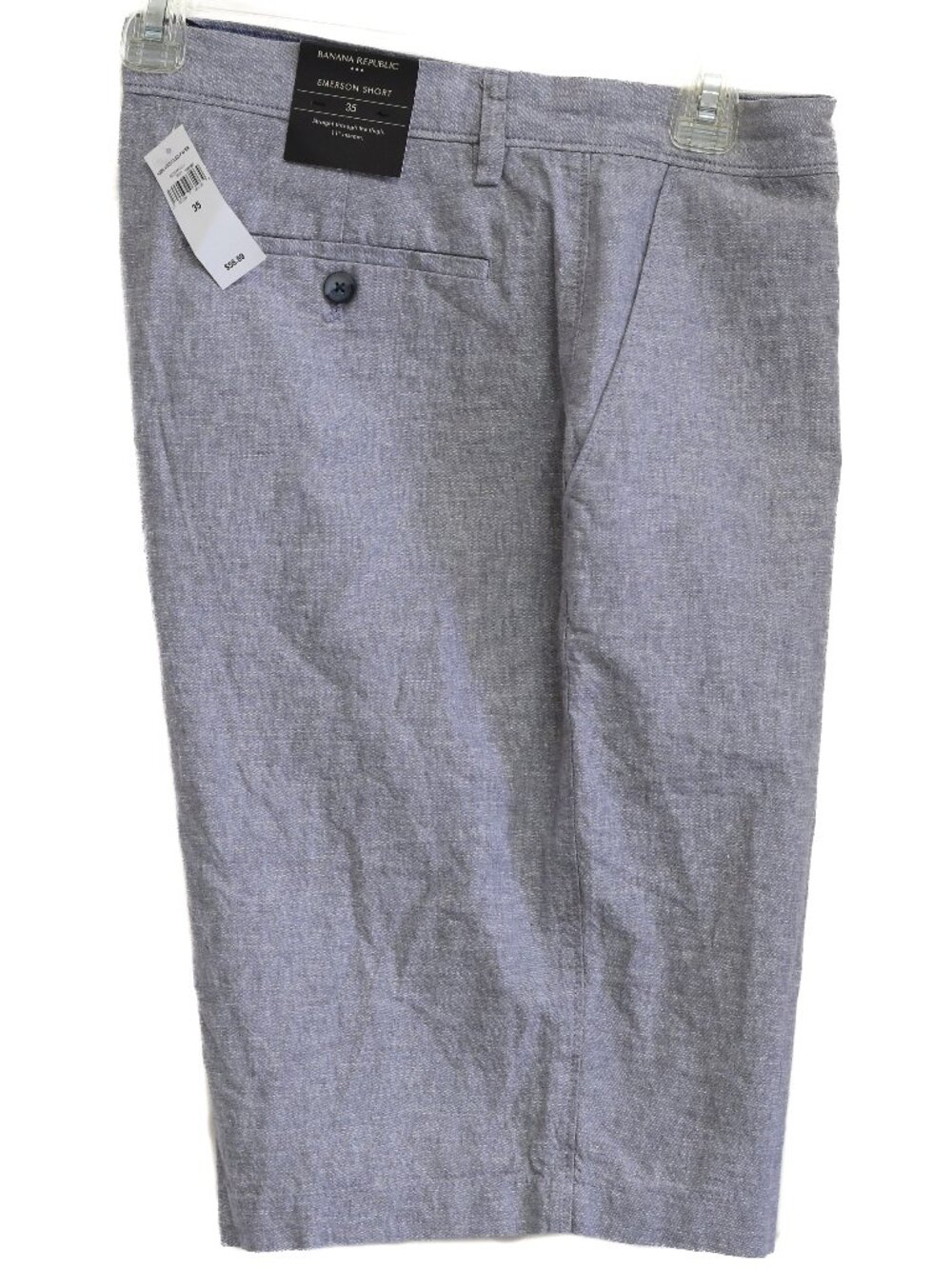 Banana Republic Emerson Shorts Mens Size 35 Blue Gray 11” Linen Cotton Chino NWT
